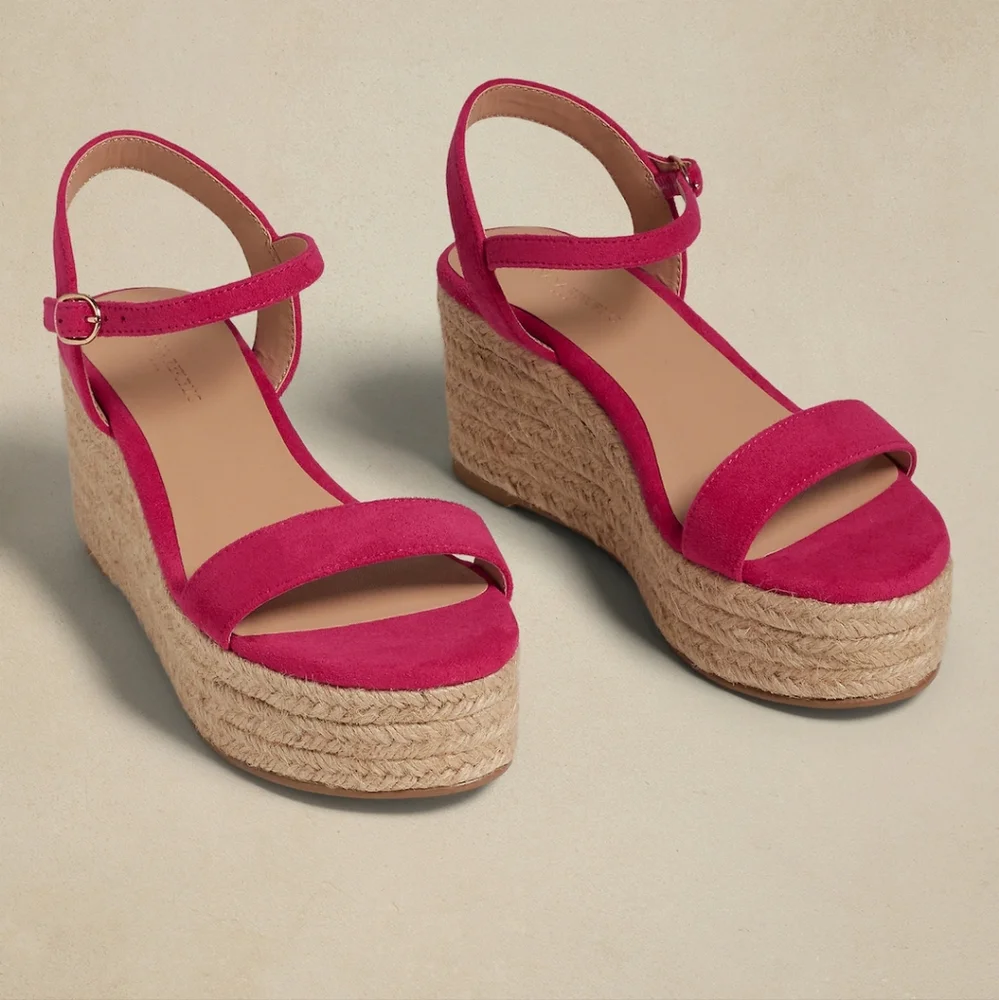 Banana Republic Platform Strappy Espadrille Maui Rose, Size 9 - Picture 4 of 14